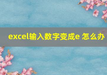 excel输入数字变成e 怎么办